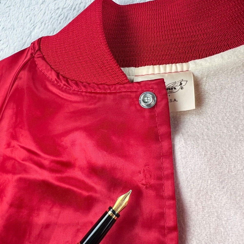 Vintage Auburn Bomber Jacket Men's LARGE Satin Snap - Dirty Dozen Dart League - Picture 12 of 12